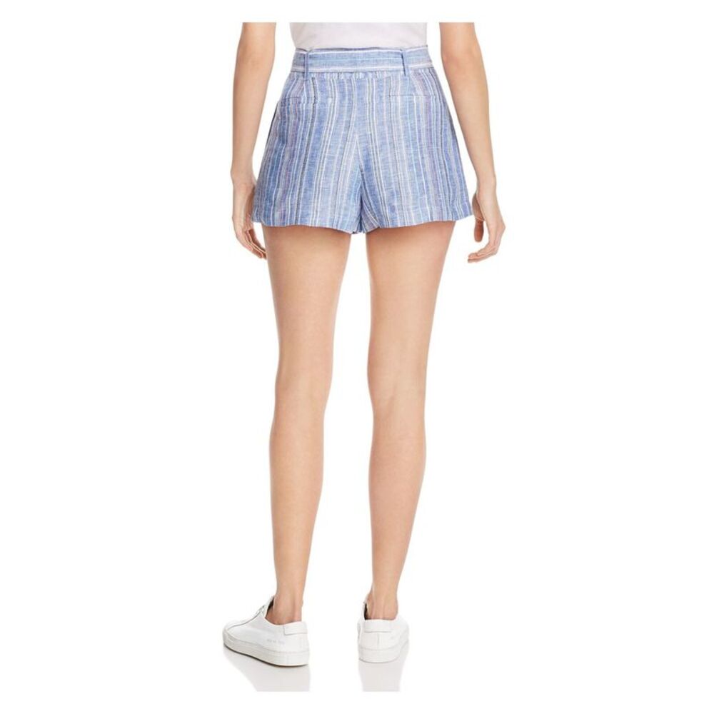 PARKER Womens Blue Tie Belt Striped Shorts Size: 2 - Picture 2 of 3